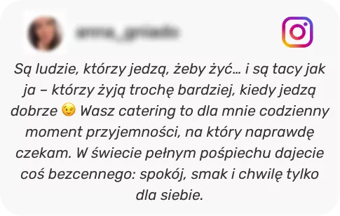Polish quote card on a white background about daily kindness, with an Instagram icon in the corner and a blurred profile image nearby.