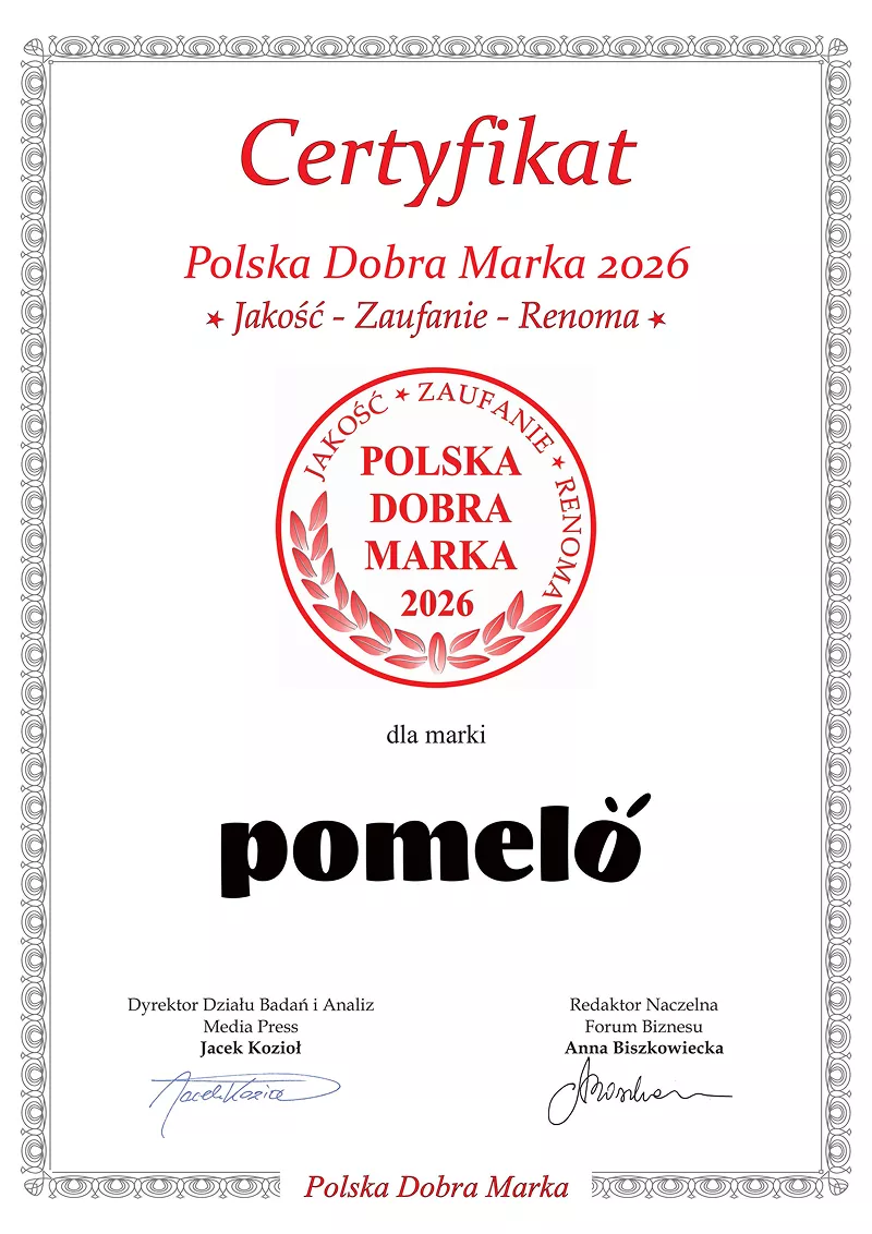 Certyfikat Polska Dobra Marka 2026 dla marki Pomelo
